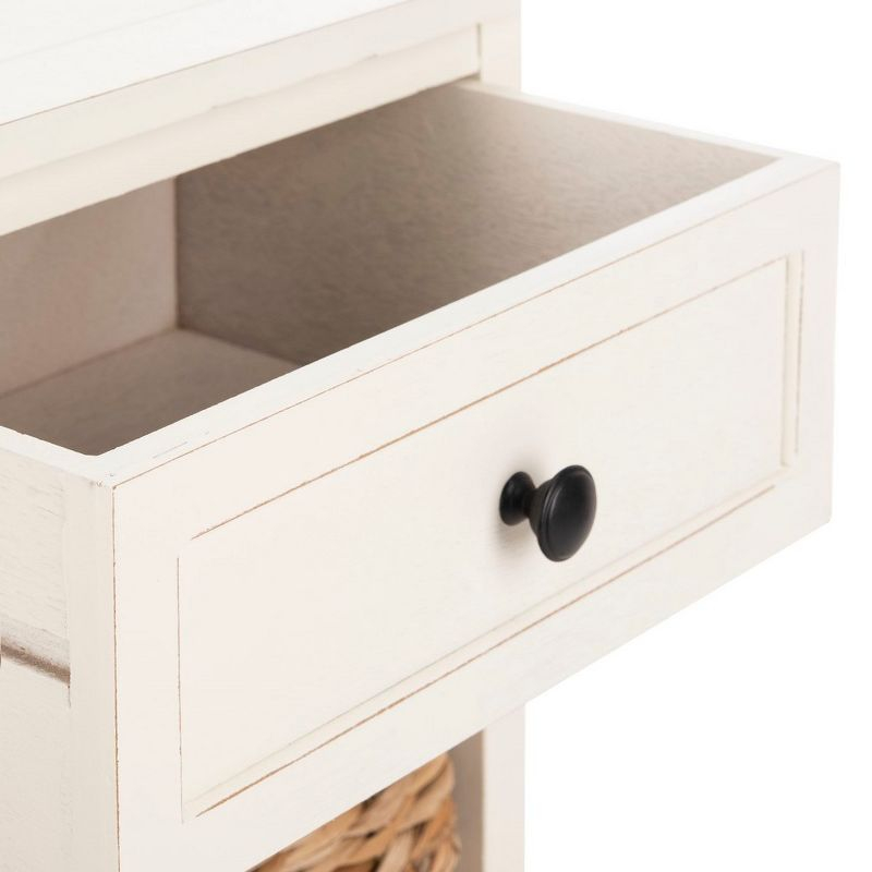 Herman Storage Unit with Wicker Baskets - Distressed Cream - Safavieh.
