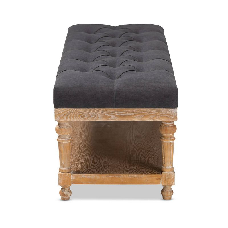 Linda Linen Upholstered Storage Bench with Shelf - Baxton Studio: Bedroom Accent Furniture