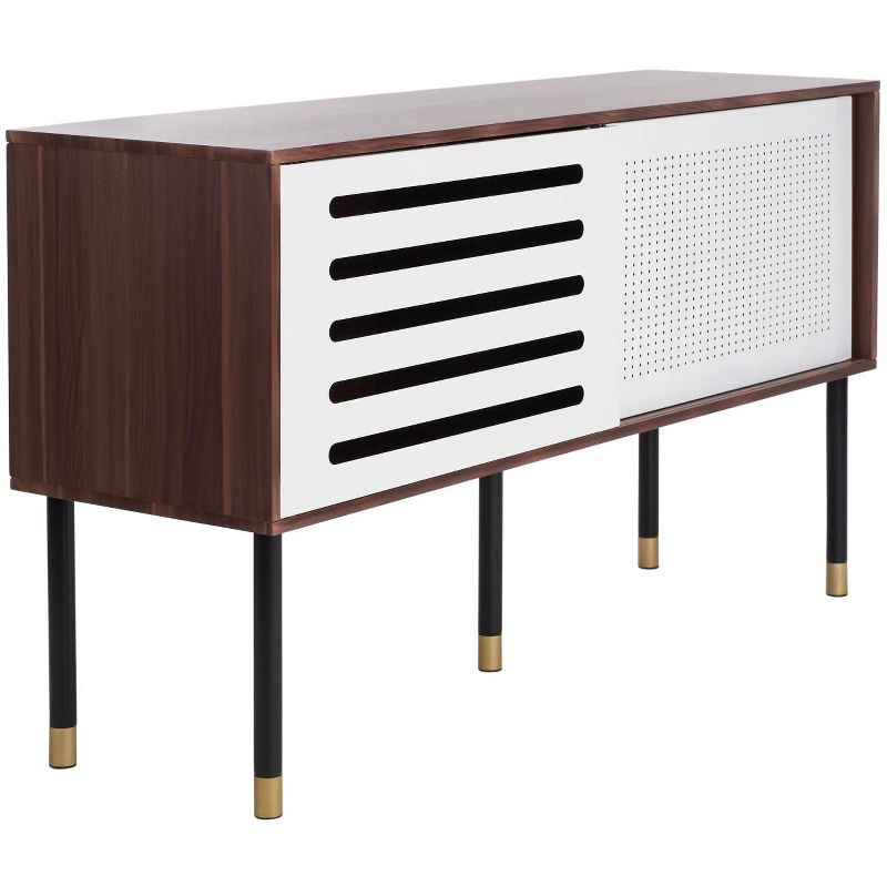 Shiloh Media Stand - White/Walnut - Safavieh