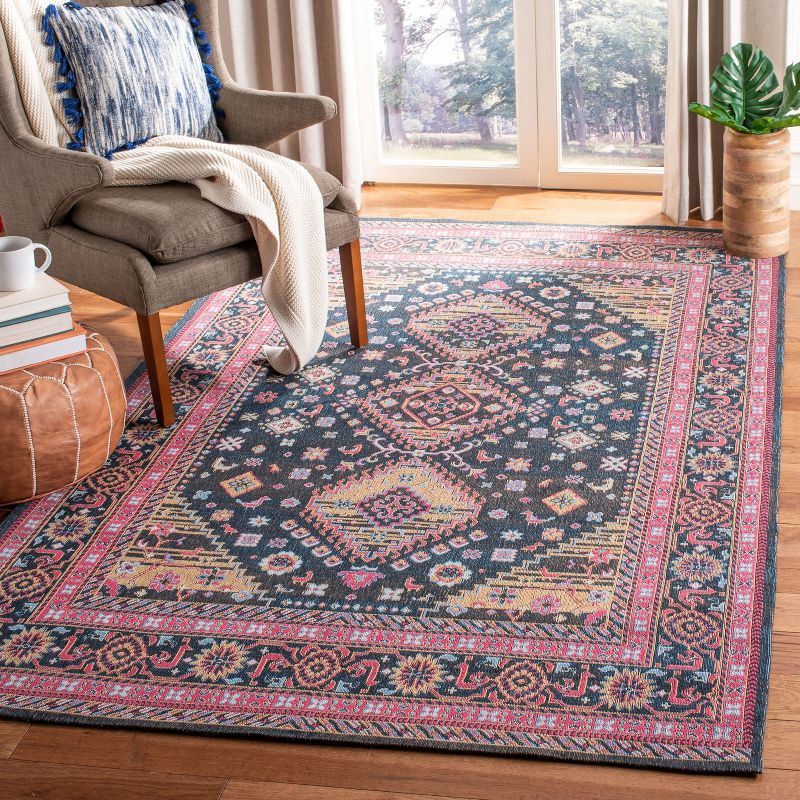 Classic Vintage CLV114 Power Loomed Area Rug - Navy/Pink - 4'x6' - Safavieh.