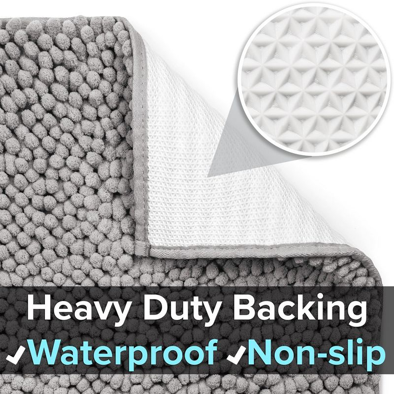 CatGuru Cat Litter Mat, Waterproof Litter Box Mat, Non Slip Kitty Litter Mat, Machine Washable Litter Trapping Mat (XL, Gray/Heavy-Duty)