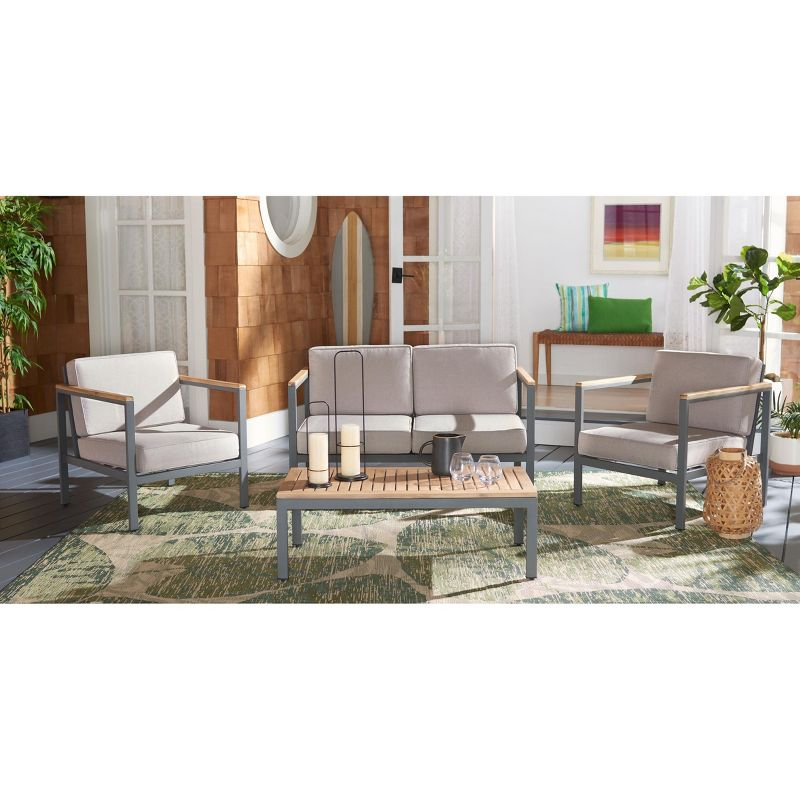 Chicopee 4 Pc Living Set - Indoor/Outdoor - PAT7725 - Natural/Light Grey - Safavieh