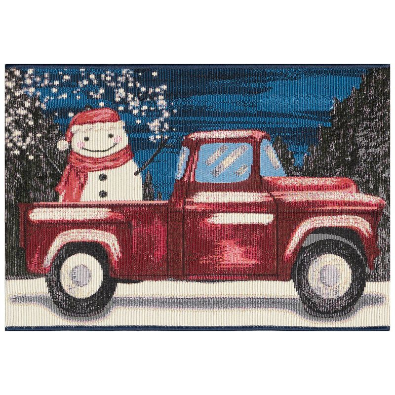 Liora Manne Esencia Truck Load Of Cheer Indoor/Outdoor Mat Midnight 2' x 2'10"