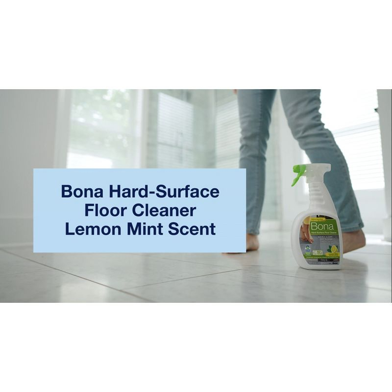 Bona Lemon Mint Cleaning Products Multi-Surface Cleaner Spray + Mop All Purpose Floor Cleaner - 32oz
