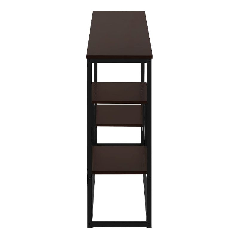 Monarch Specialties Accent Table Console Entryway Narrow Sofa Living Room Bedroom Brown Laminate Black Metal Contemporary Modern