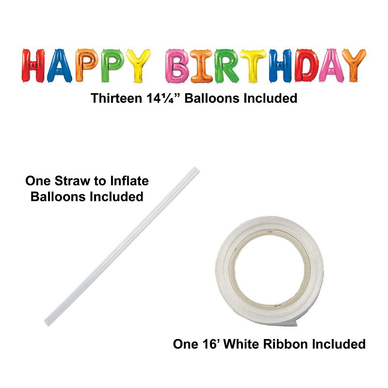 Beistle Happy Birthday Balloon Streamer, 14.25" x 12', (2/Pkg) Multicolored