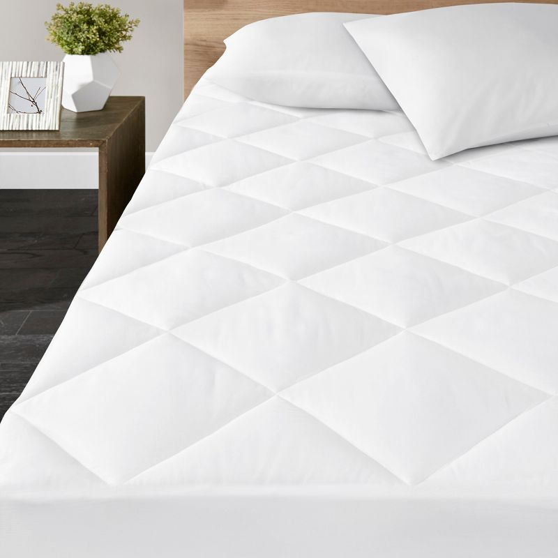 Madison Park King Ensure 300 Thread Count Cotton Sateen Waterproof Mattress Pad: Hypoallergenic, Quilted Protector
