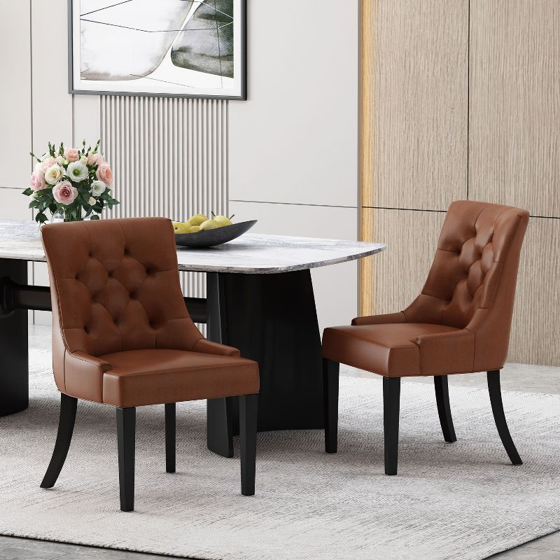 NicBex Modern Dining Chairs Set of 2 with Curved Tufted Backrest for Living Room,Meeting Room,Bedroom,Brown