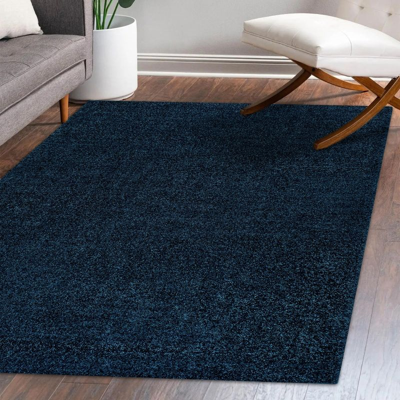 8'x10' Haze Solid Low-Pile Area Rug, Navy - JONATHAN Y