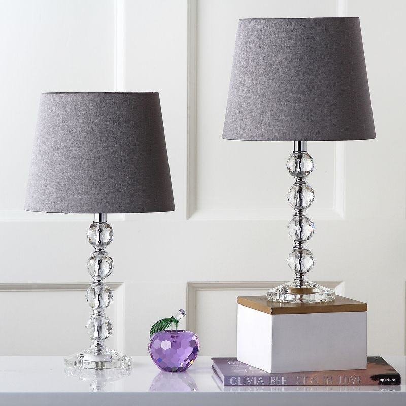 Nola 16 Inch H Stacked Crystal Ball Lamp (Set of 2) - Clear - Safavieh.
