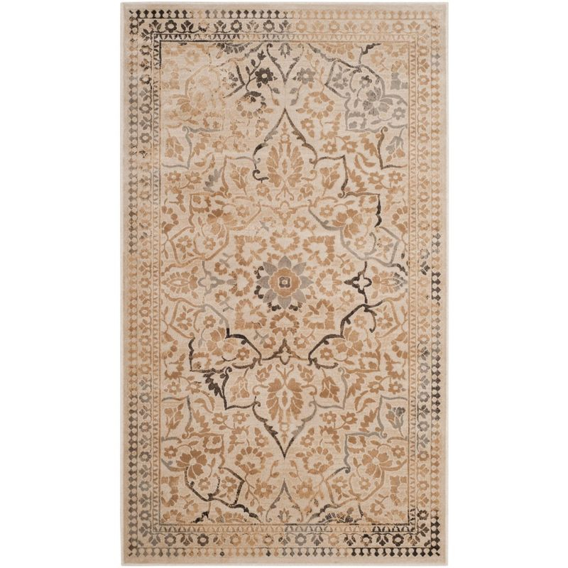 Vintage VTG175 Power Loomed Indoor Skid-Resistant Accent Rug - Creme - 3'3"x5'7" - Safavieh