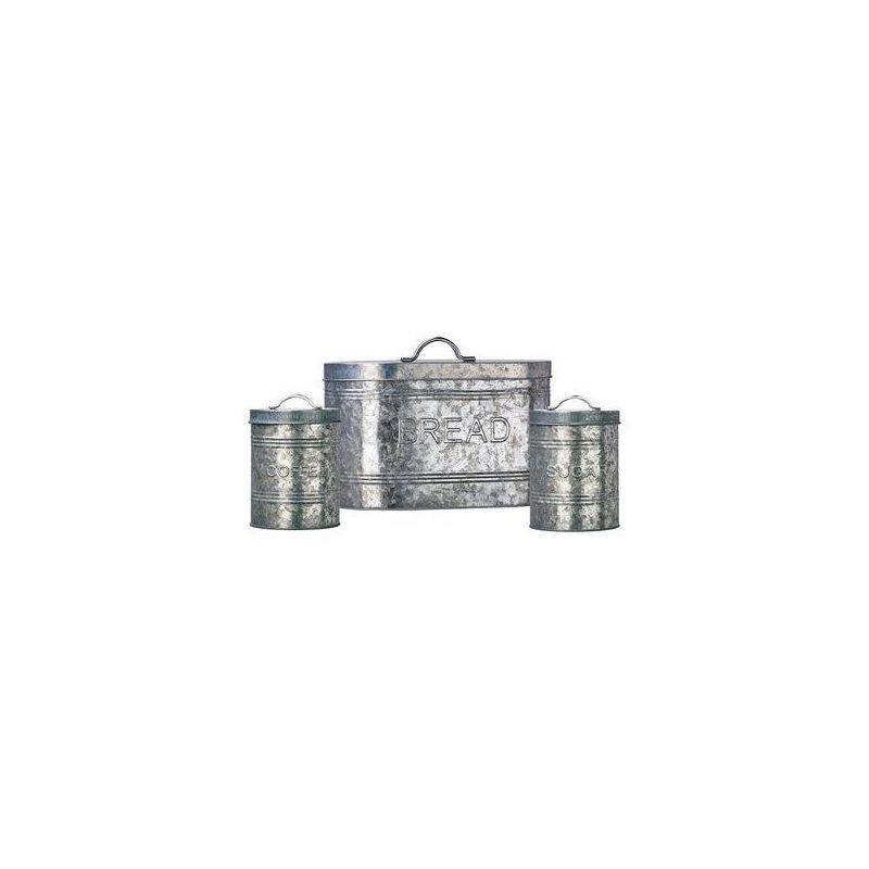 Amici Home Rustic Kitchen Collection Galvanized Metal Storage Canister, Food Safe, Sugar Relief, 76 Ounce