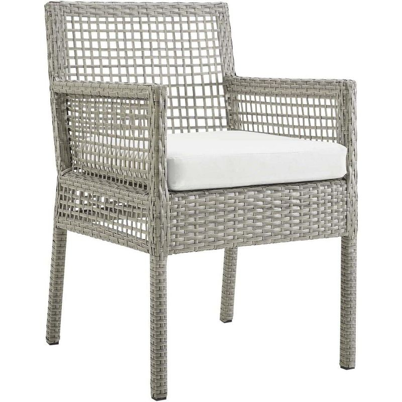 Modway Aura Outdoor Patio Wicker Rattan Dining Armchair - Gray White