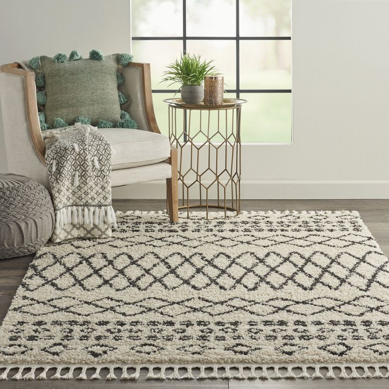 Nourison Marrakesh Shag MRK02 Cream Area Rug 5'3" x 7'11"