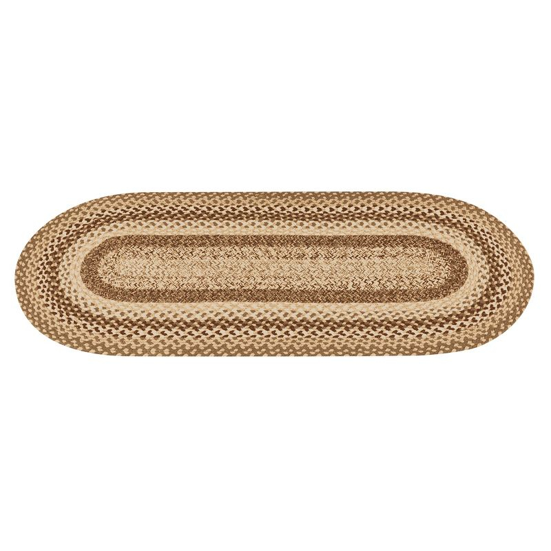 Collections Etc Classic Farmhouse Braided Kitchen Accent Rug Runner Tan