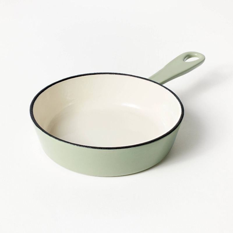 6" Enameled Cast Iron Skillet Sage Green - Figmint™: Even-Heating, Oven-Safe, Nonstick, Induction Compatible
