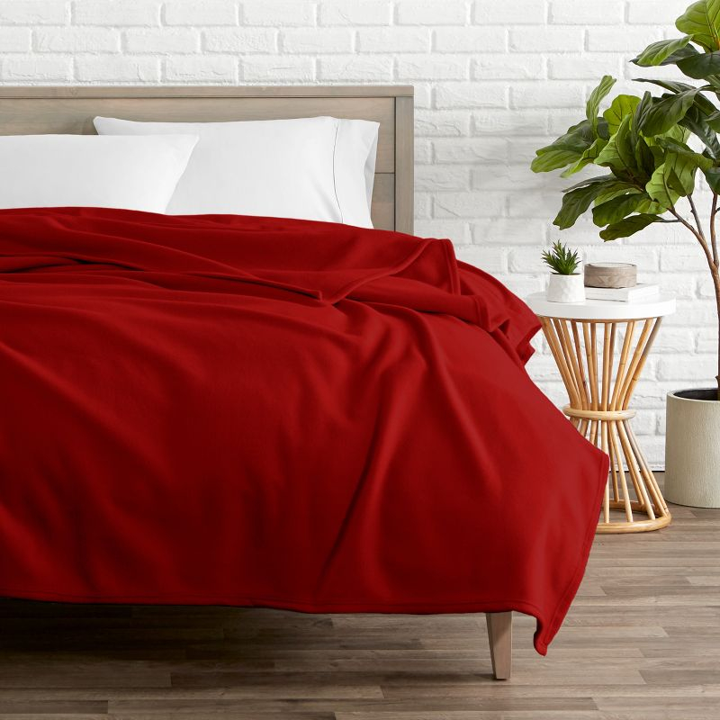 Red Full/Queen Lightweight Polar Fleece Blanket by Bare Home