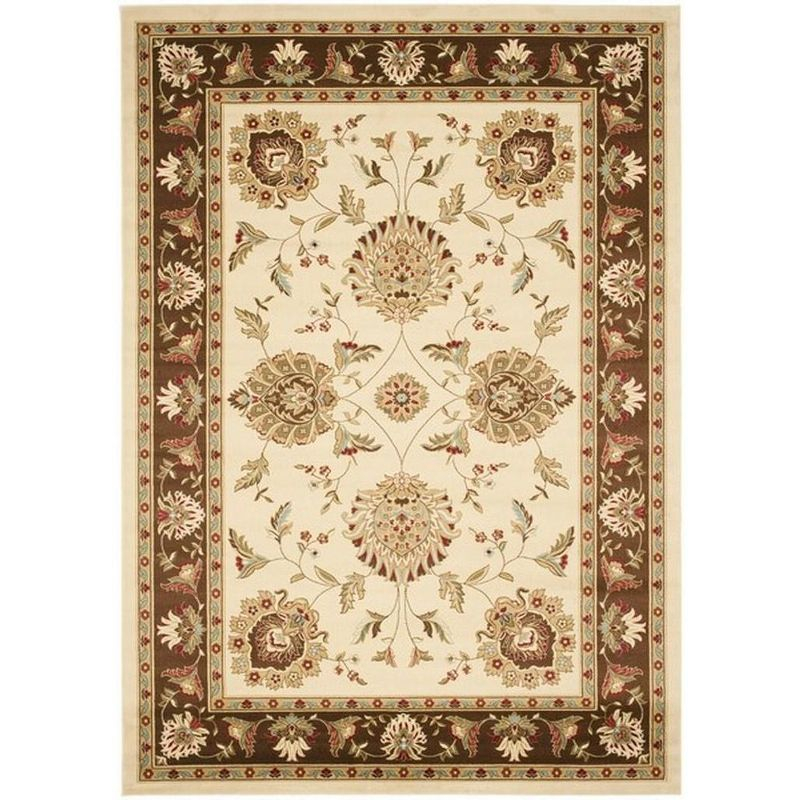 Lyndhurst LNH555 Power Loomed Area Rug - Ivory/Brown - 6'7"x9'6" - Safavieh