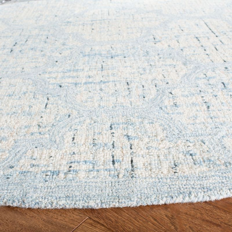 Abstract ABT474 Handmade Indoor Area Rug - Ivory/Turquoise - 6' Round - Safavieh
