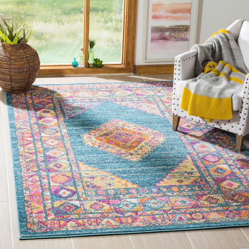 Madison MAD133 Power Loomed Indoor Area Rug - Light Blue/Orange - 8'x10' - Safavieh