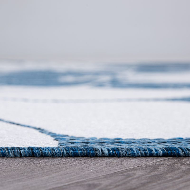 World Rug Gallery Modern Floral Flowers Textured Flat Weave Indoor/Outdoor Area Rug - NAVY 2'x3'