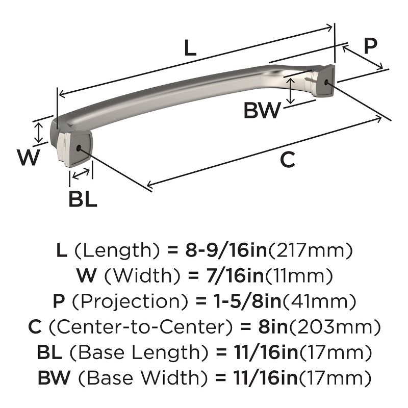 Amerock Revitalize 8 inch (203mm) Center-to-Center Polished Nickel Cabinet Pull