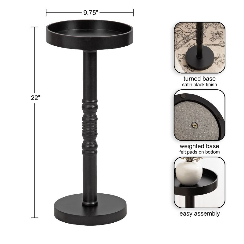 Kate and Laurel Bellport Pedestal End Table, 10x10x22, Black
