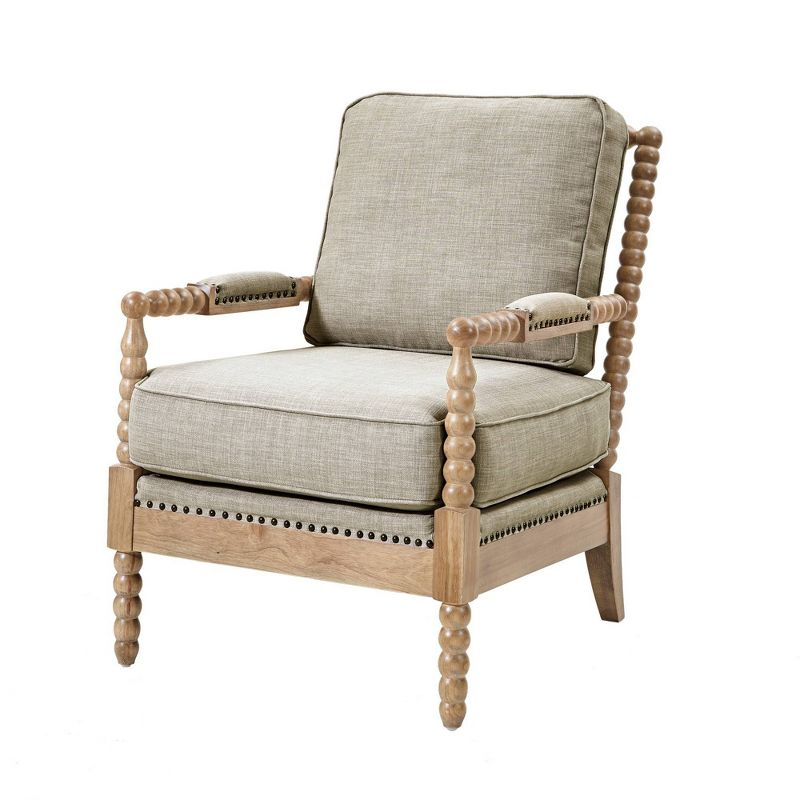 Madison Park Lyla Accent Chair Beige: Upholstered, Plywood Frame, Removable Cushions