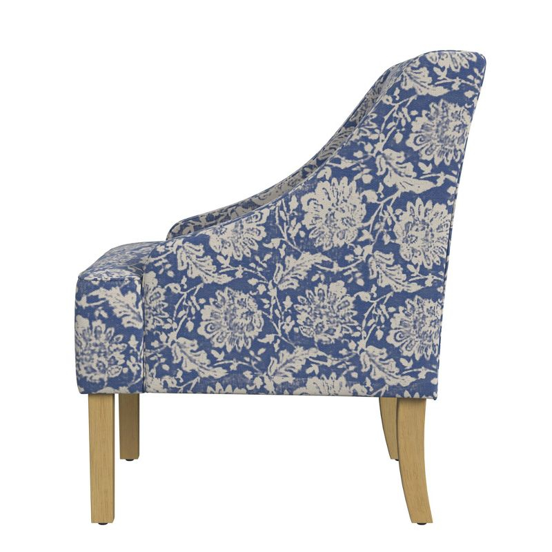 Classic Swoop Accent Armchair Light Blue - HomePop: Upholstered, Floral Pattern, Wood Legs