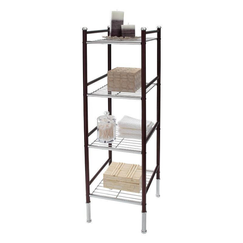 4 Tier Duplex Line Storage Tower Black - Organize It All: Metal Frame, Universal Shelving Unit, Easy to Assemble