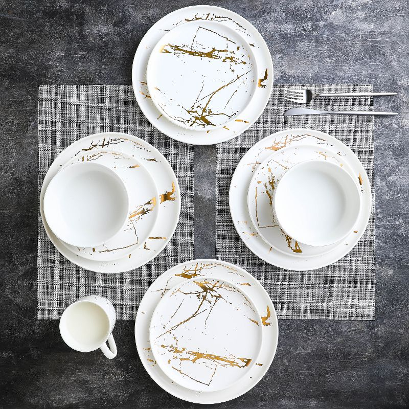 Stone Lain Zora 32-Piece Porcelain Dinnerware Set, Service for 8, White
