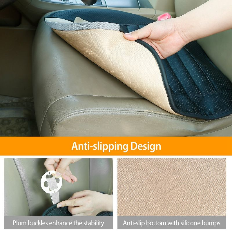 iMountek"Breathable Bamboo Charcoal Car Seat Cushion Cover with Non-Slip Bottom & Storage Pockets"Black