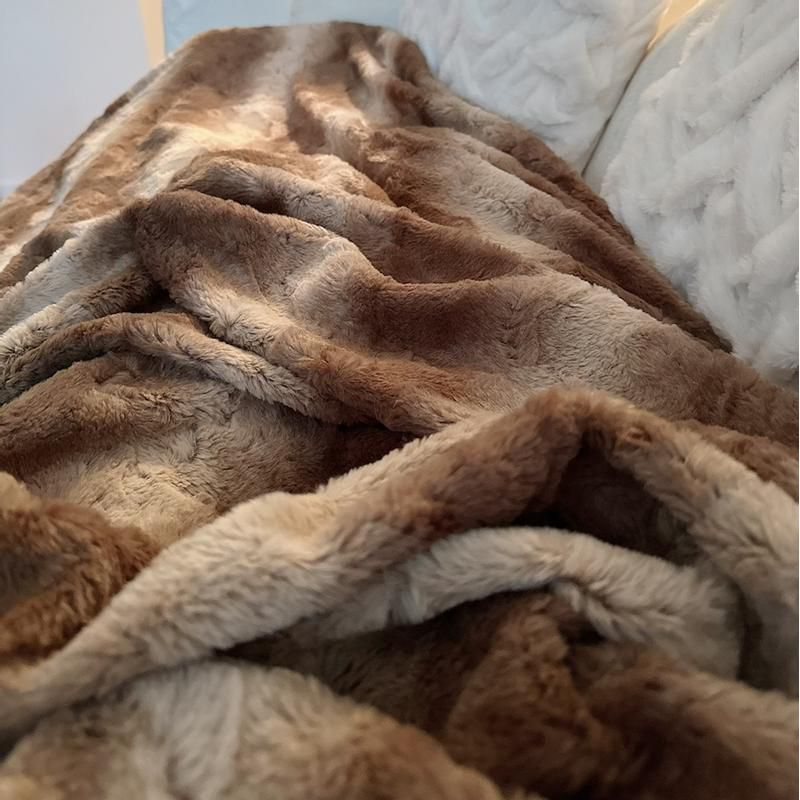 80"x96" Marselle Faux Fur Oversized Bed Throw Blanket Gray