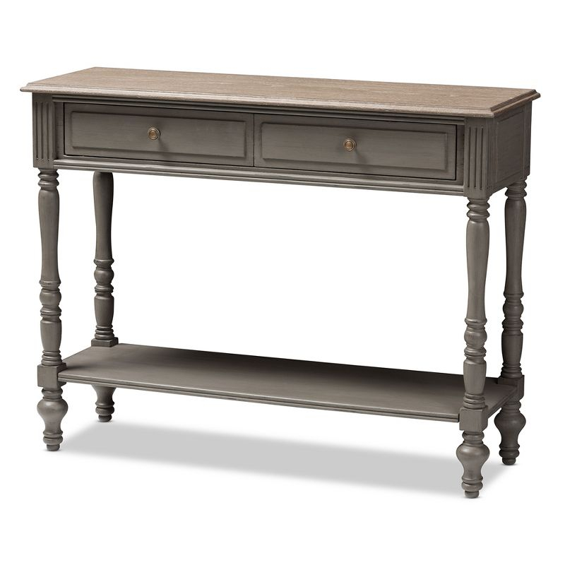 Noemie Country Cottage Farmhouse Finished 2 Drawer Console Table Brown - Baxton Studio: Antique Style, Storage Shelf