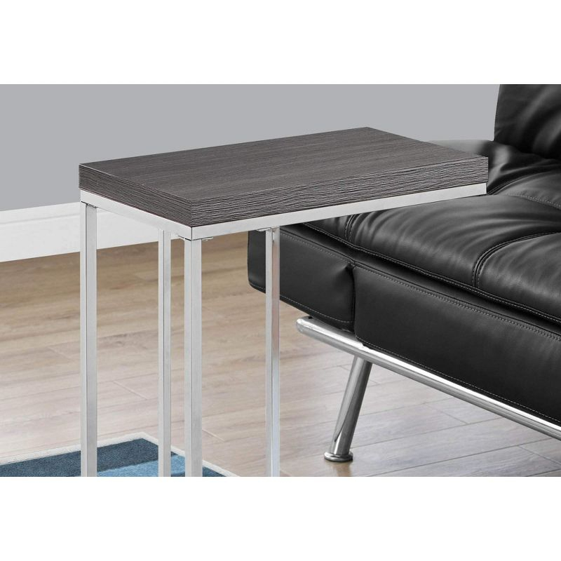 Monarch Specialties Accent Table, C-shaped, End, Side, Snack, Living Room, Bedroom, Grey Laminate, Chrome Metal, Contemporary, Modern