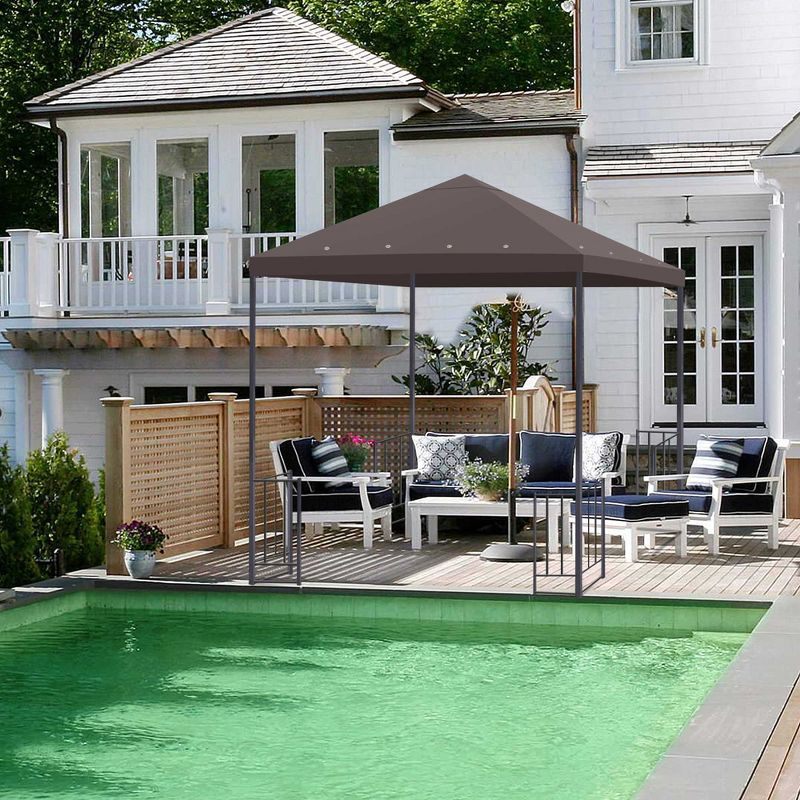 Yescom 10x10Ft Gazebo Top Replacement for beach cabanas for 1 Tier Outdoor Canopy Cover Patio Garden Yard Party Coffee Tan