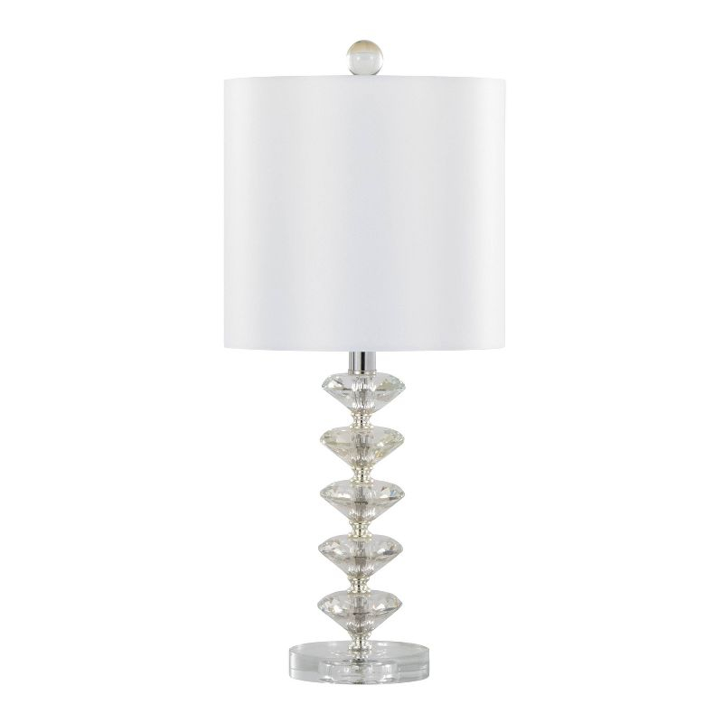 LumiSource (Set of 2) Diamond Stacked 23" Contemporary Crystal Table Lamps with Off-White Shade and Chrome from Grandview Gallery: Silk-Inspired