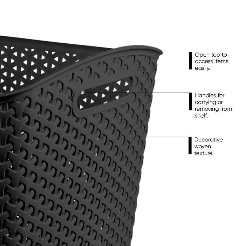 Y-Weave XL Curved Decorative Storage Basket Black - Brightroom™: Polypropylene, 11" Cube Compatible, Nesting,