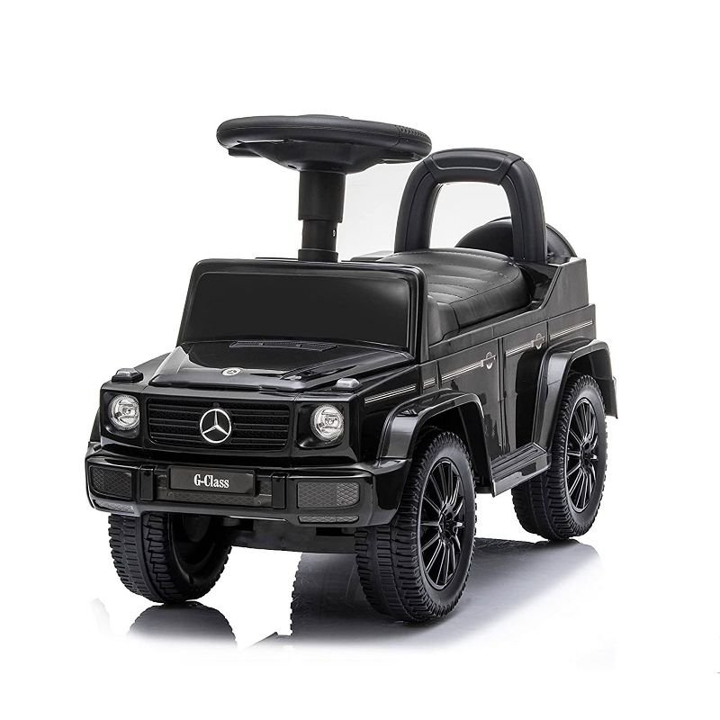 Best Ride On Cars Realistic Children's Mercedes G-Wagon Foot to Floor Ride Along Car & Push Behind Walker with Hidden Storage and Support Bar, Black