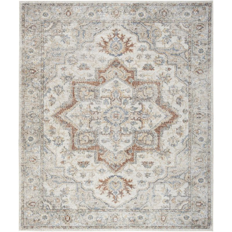 Nourison Astra Machine Washable Vintage Medallion Indoor Rug Grey/Multi 7'10" x 10'