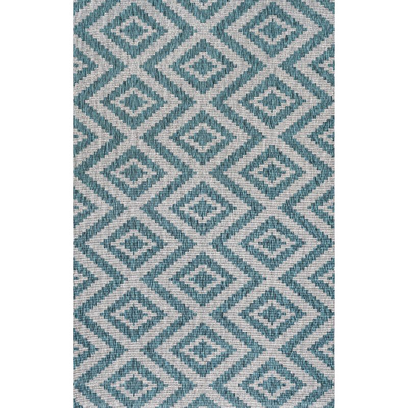4'x6' Sintra Diamond Indoor/Outdoor Area Rug, Blue/Gray - JONATHAN Y