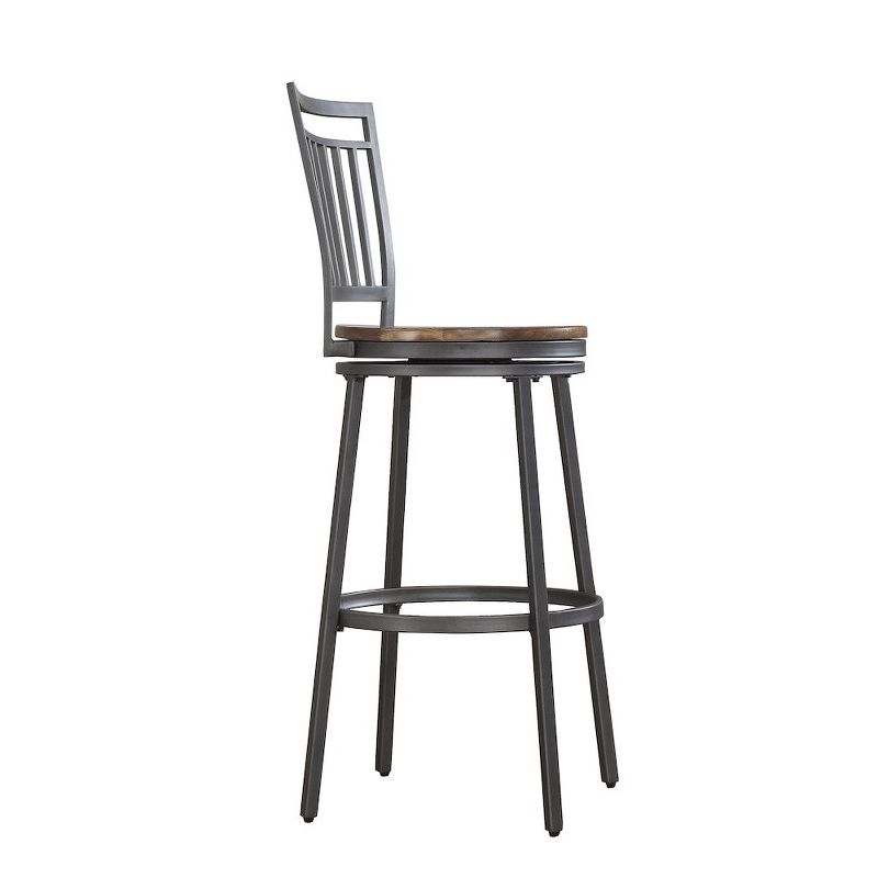 Stockton 25" Metal Swivel Stool - Slate Grey - Golden Oak Seat