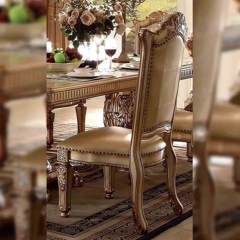 ACME Furniture Vendome Tufted Upholstered Side Chair in Gold Patina (Set of 2)