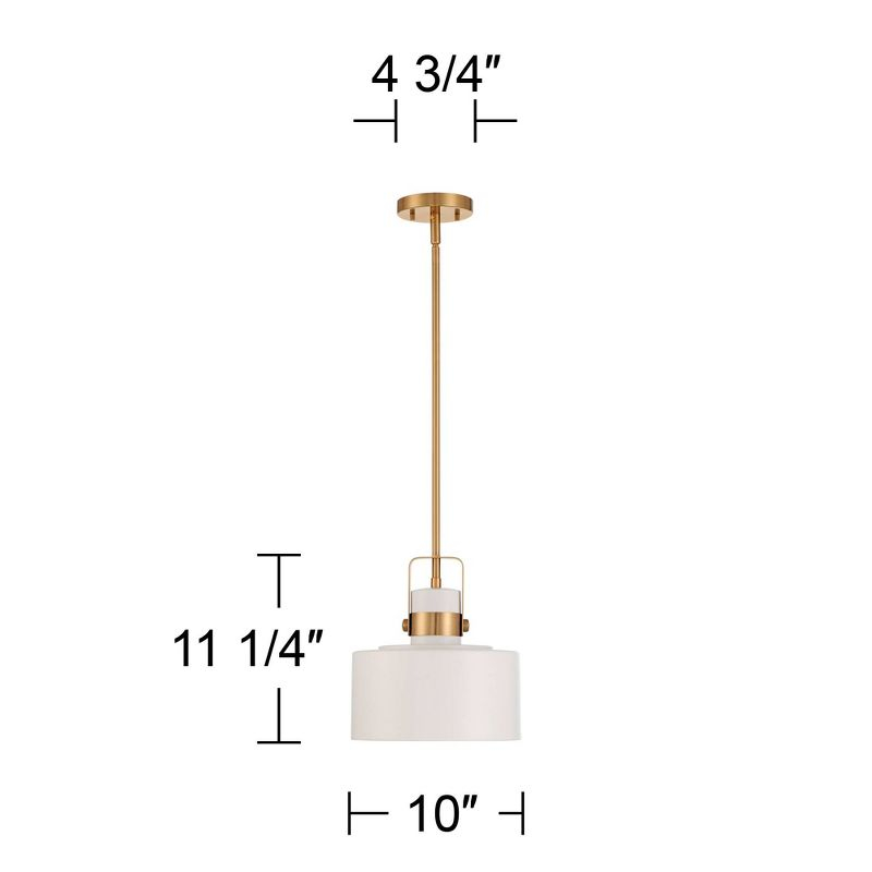 Soft Gold Mini Pendant Lighting 10" Wide Modern Matte White Drum Shade Fixture for Dining Room Home Foyer Kitchen Entryway Bedroom