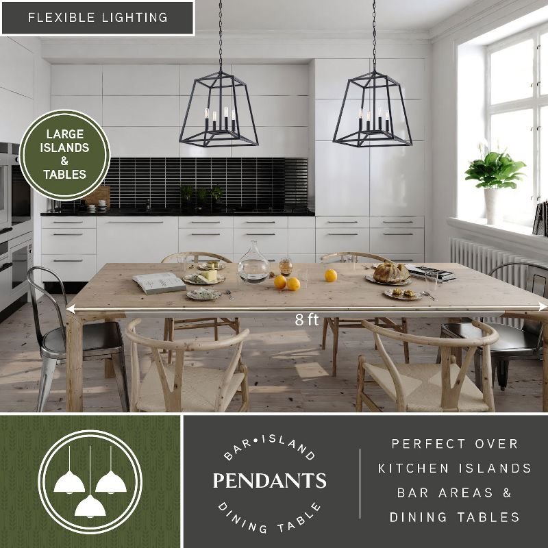 VAXCEL Hayes Black Farmhouse Mini Pendant Cage Lantern Ceiling Light, 16 inch