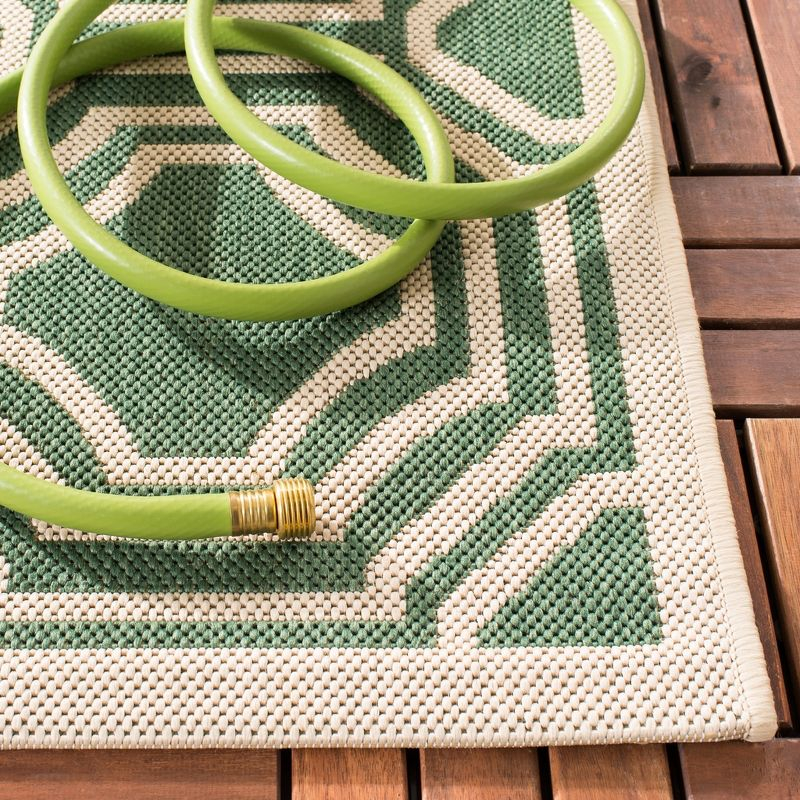 Courtyard CY6112 Power Loomed Indoor and Outdoor Accent Rug - Dark Green/Beige - 2'x3'7" - Safavieh