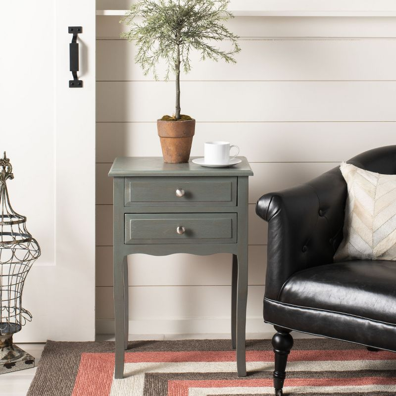 Lori End Table With Storage Drawers - AMH6576B - Ash Grey - Safavieh Couture