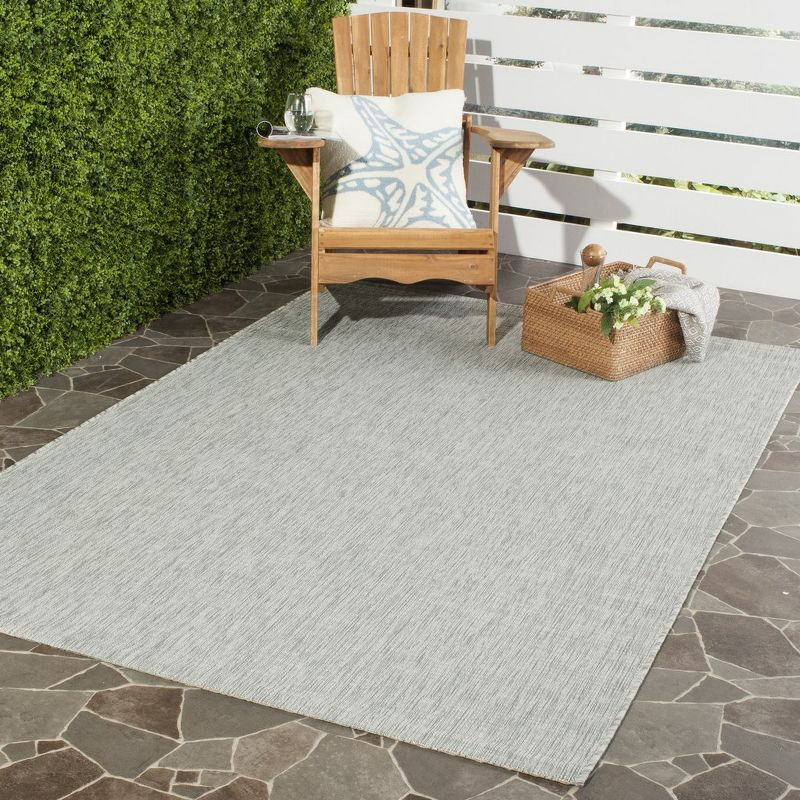 Courtyard CY8576 Power Loomed Indoor and Outdoor Area Rug - Grey/Turquoise - 8'x11' - Safavieh
