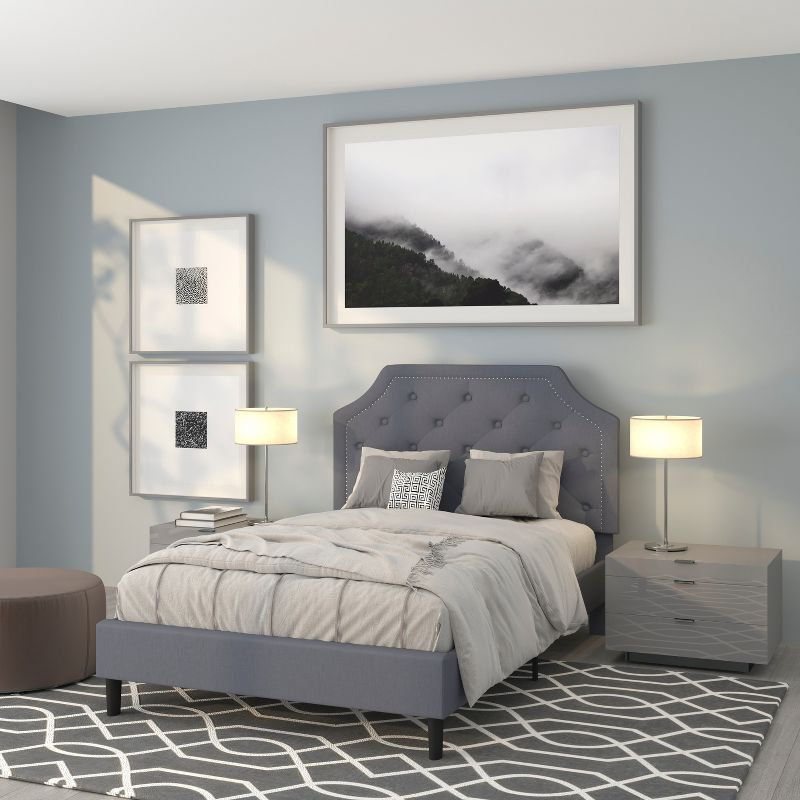 Flash Furniture Brighton Full Size Tufted Upholstered Platform Bed in Light Gray Fabric