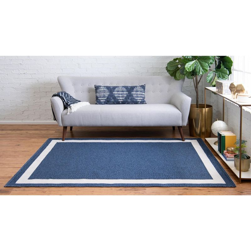 Unique Loom Decatur Collection Area Rug - Border (6' 4" x 9' Rectangle Navy Blue/Ivory)
